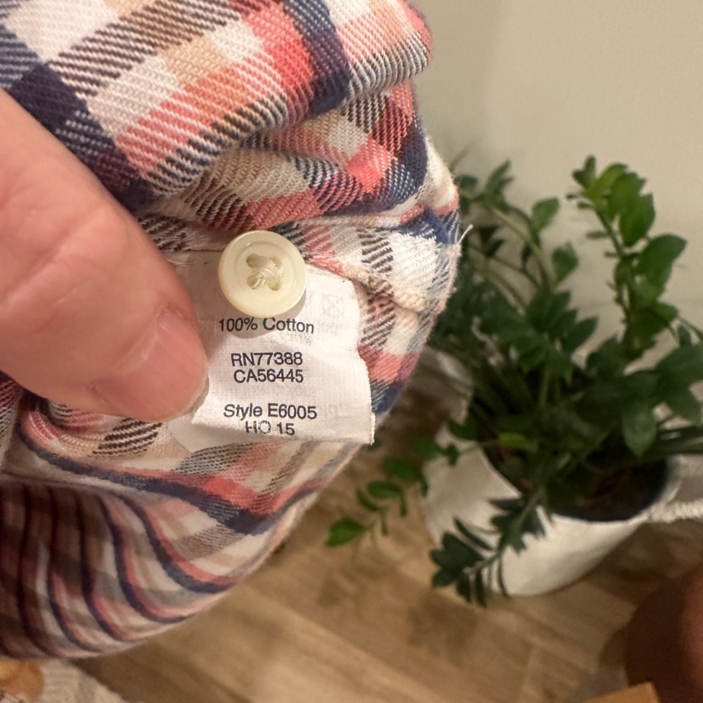 Madewell Plaid Button Front Shirt | Red Navy Cream | Large - Picture 6 of 6